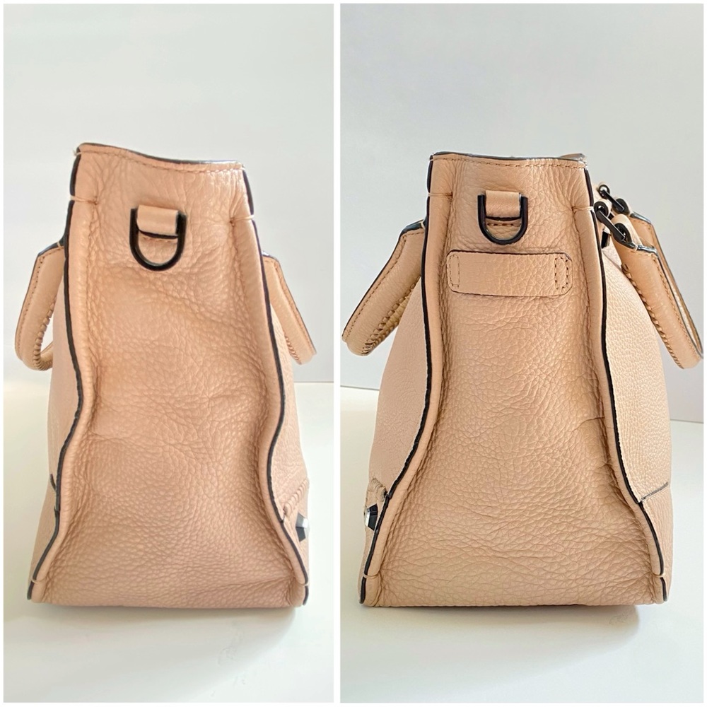 REBECCA MINKOFF REGAN pink leather black hardware top handle zipper closure bag - Picture 3 of 11